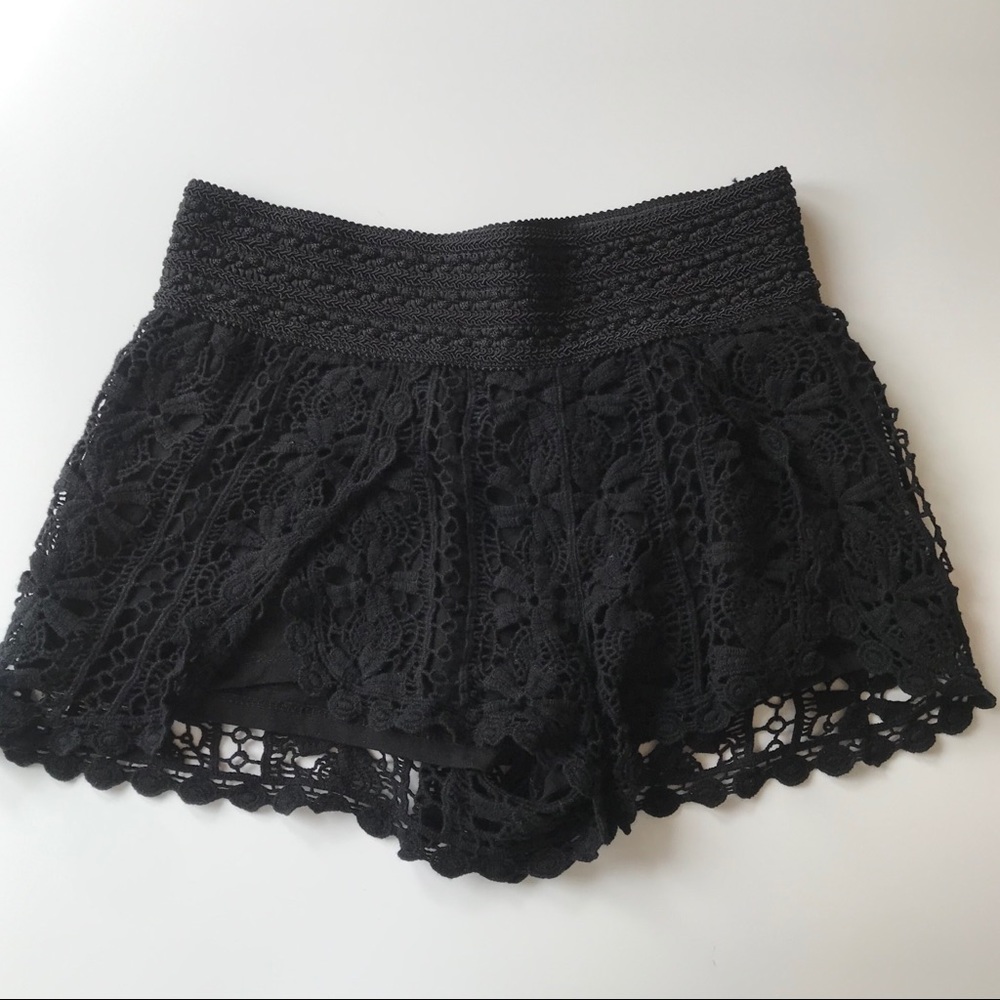 Topshop black lace shorts